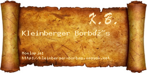 Kleinberger Borbás névjegykártya